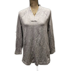 Pure Jill Crossover V-Neck Sweater Light Gray Cotton Blend Size Medium
